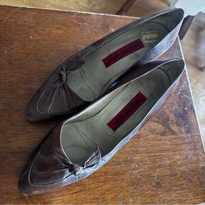 Women’s 1960’s Andrew Geller Brown Leather Kitten Heels (could be snakeskin)